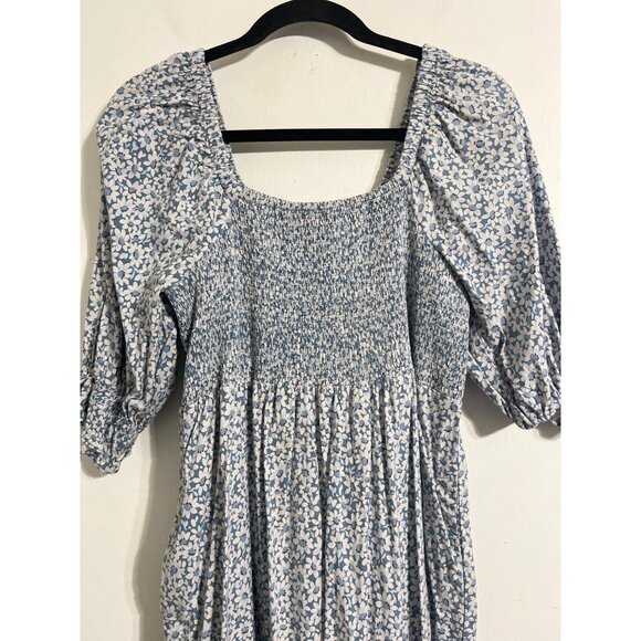 Madewell Lucie Smocked Floral Midi Dress With Puff Sleeves Medium - Picture 5 of 16